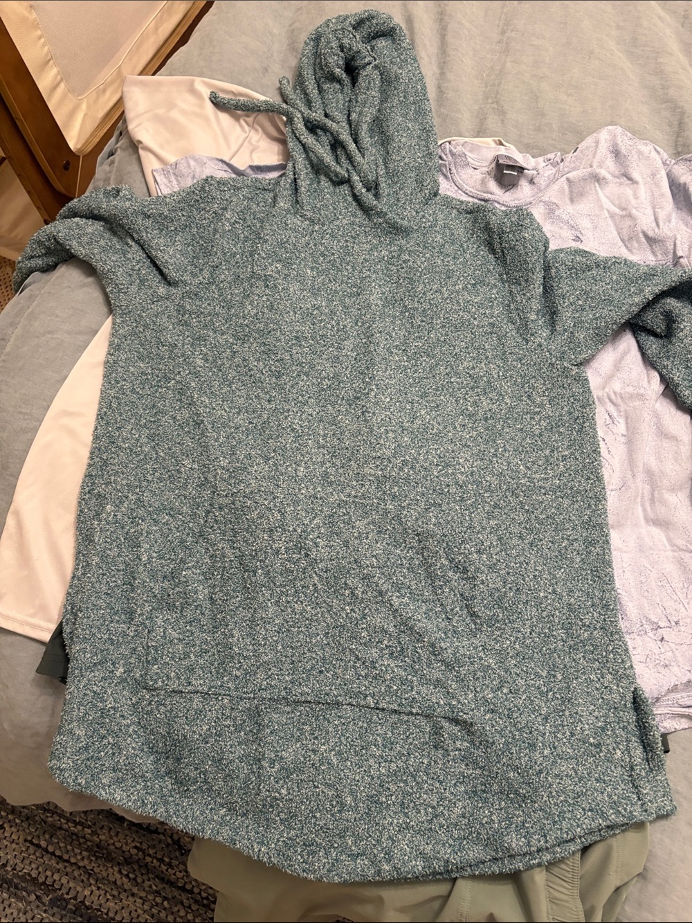 Cozy Women's Hooded Pullover Sweater - Teal Green and pant (matching set)